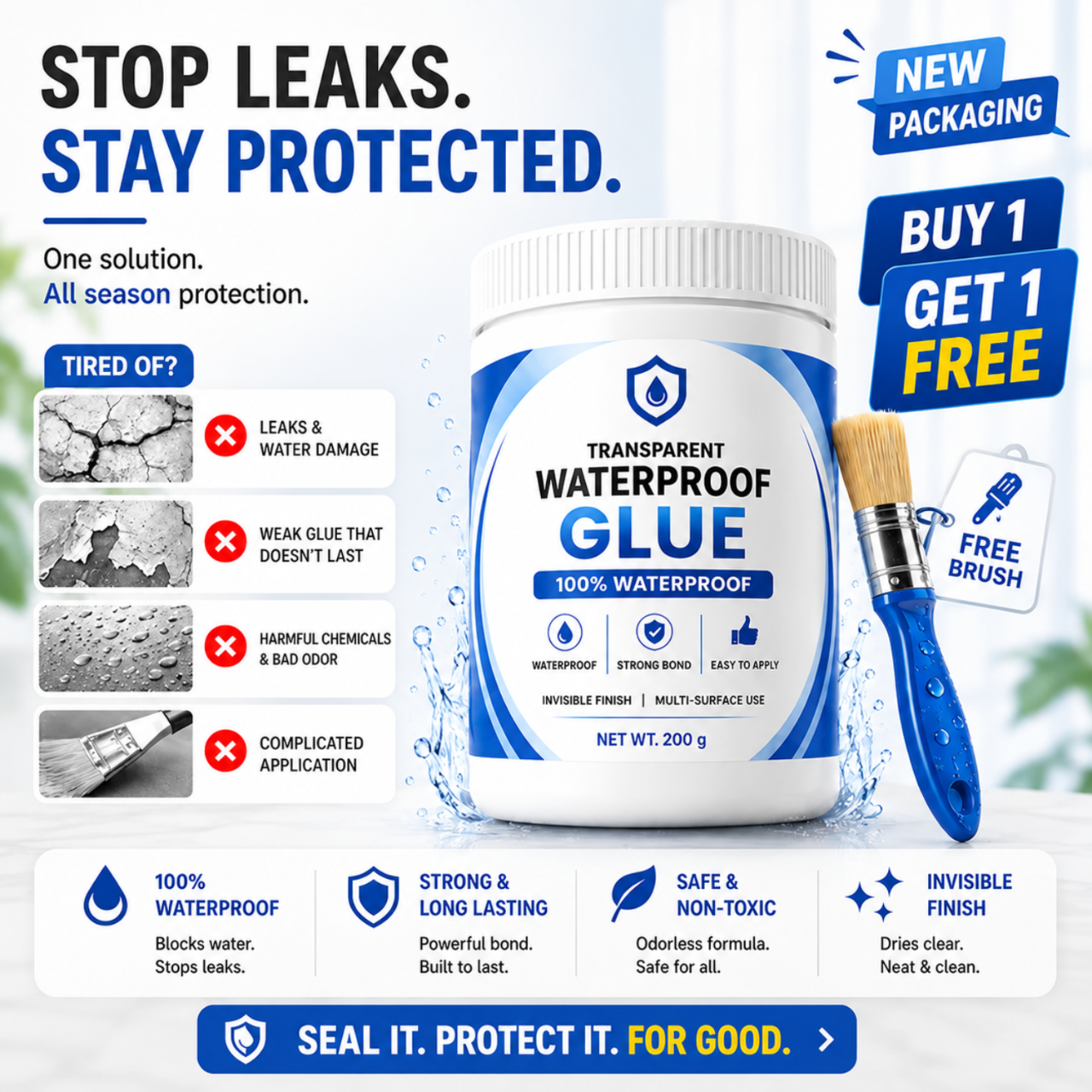 Transparent Waterproof Glue  © ( BUY 1 GET 1 FREE )
