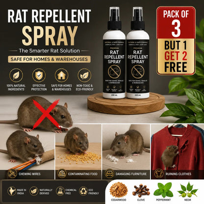 Rat Repellent Spray for Car & Home (Pack of 3) – High-Efficiency Rodent Repellent Spray for Car Engine & House Protection